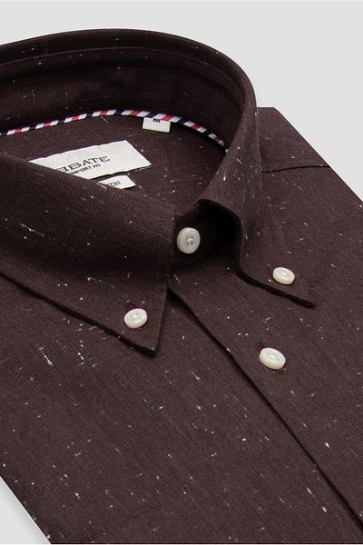 Abbate Luca Cotton Sports Comfort Fit Claret Red Button Collar Men's Shirt