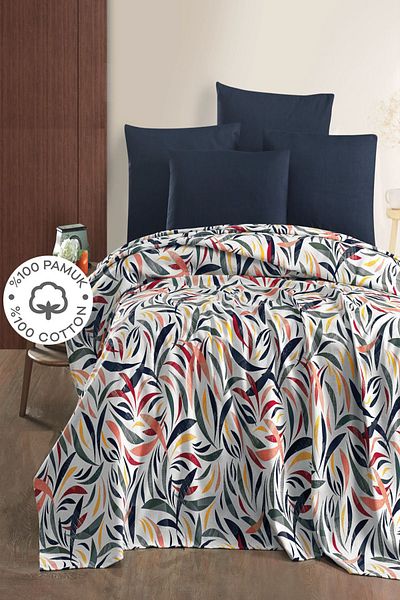 SUVAY 100% Cotton Double Bedspread Printed Pique - Rainbow V2