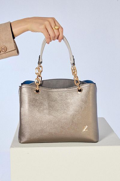 Zühre Anthracite Hand and Shoulder Bag with Chain Strap Z0303