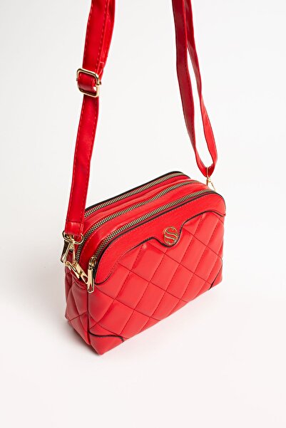 Sanmorris Women's Adjustable Crossbody Strap 4 Compartment Red Matte Shoulder...