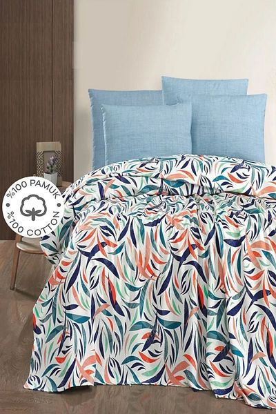 SUVAY 100% Cotton Double Bedspread Printed Pique - Rainbow V1