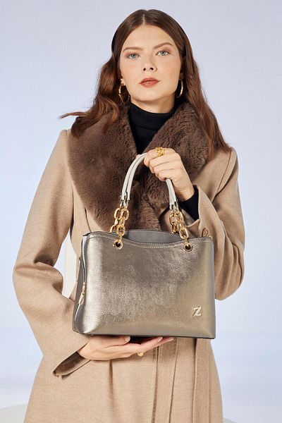 Zühre Anthracite Hand and Shoulder Bag with Chain Strap Z0303