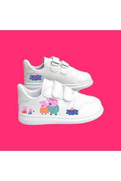 LİASSHOES pantofi sport pentru copii cu bandă albă imprimată familie de purceluș roz