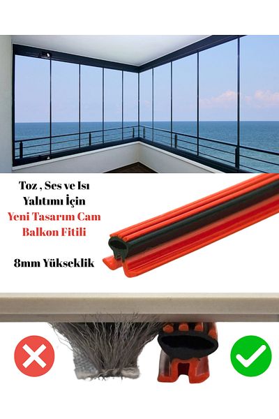 BABAWİCK Glass Balcony Wick 8mm Height 5 Meters Length Bristle Wick Alternative for Dust, Sound and Heat Insulation