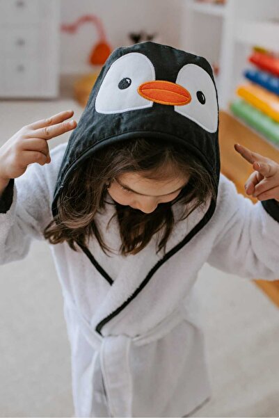 calove روب حمام للأطفال 100% قطن مطرز على شكل بطريق