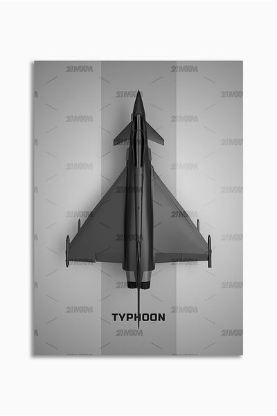 21mxm Frameless Wall Poster, Fighter Jet Top View, Aviation Art, Canvas, 2025 Aviation Collection