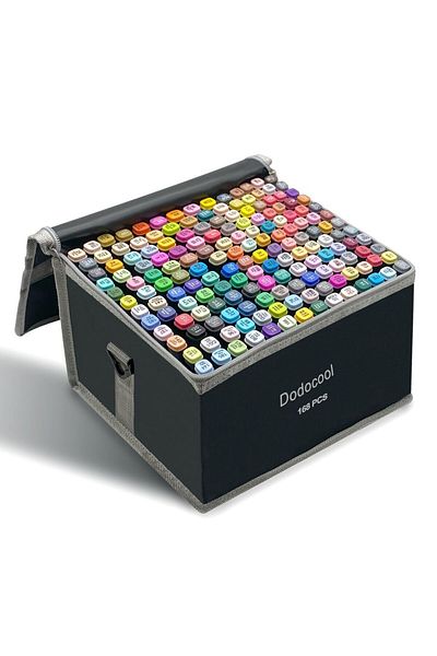 TOUCH MORKY Dodocool 168-Piece Professional Marker Set – Double-Sided, with Bag, Stand