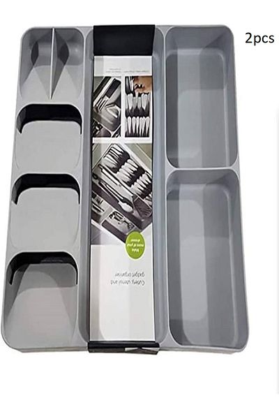 Generic 2pcs Nanao Kitchen Drawer Storage Box Cutlery Rack Separate Silverware Holder