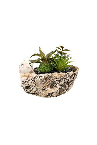 Ella Home Italia Aloe Bunny Arrangement, Green, Plastic, 12Cm - Green, Plastic, 12cm