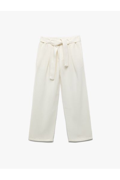 Koton Button Detailed Pocket Viscose Blended Wide Leg Trousers