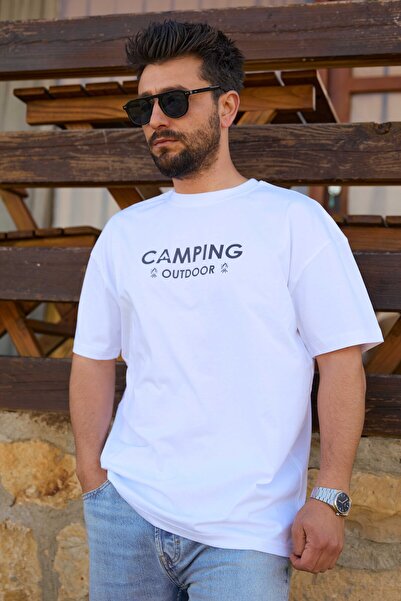 Velvoria Unisex supradimensionat Black Camping tricou