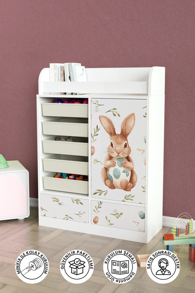 hediye kapında Pretty Rabit "Melova" Çocuk Odasi Oyuncak Dolabı 5 Sepetli 2 Ç...