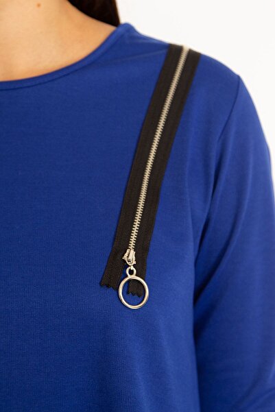 Şans Жіночий світшот плюс розмір Saks орнамент на блискавці 65n34599