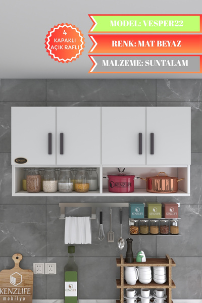Kenzlife Hazır Mutfak Vesper Byz 060*120*22 Mutfak Banyo Dolabı Kapaklı Raflı