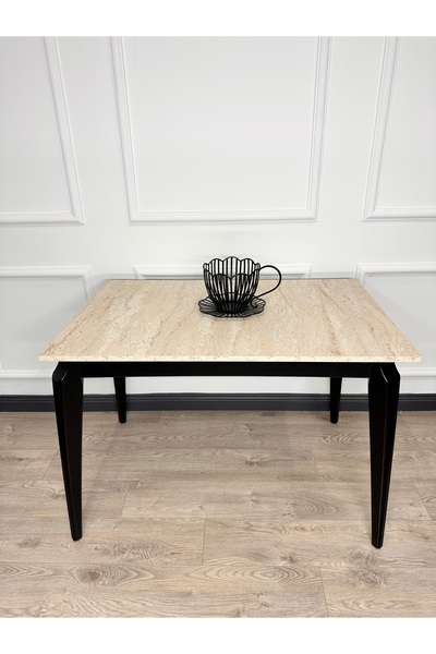 ECCES BB Mutfak Masası MDF Sabit 70X110 Yemek Masası Mermer Desen Traverten MDF Çalışma Masası Balkon Masası