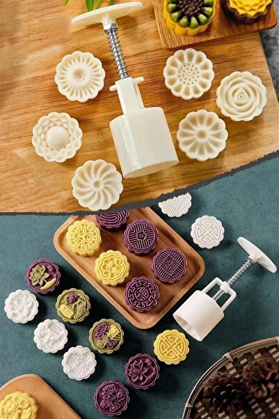 Genel Markalar Mooncake Kopat Kurabiye Kalıbı Seti Set 7 Parça ( Kalıp Desenleri Farklılık Gösterebilir)