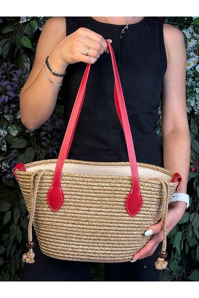 MaVaux حقيبة كتف مبطنة من الداخل بمقبض خاص بمظهر Miami Straw