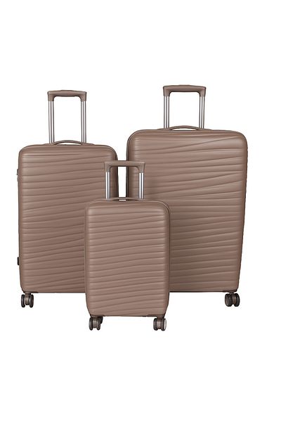 Generic W.o.k-3 Piece Luggage Set–20", 24", 28" Hardshell Trolleys With Spinner Wheels & Number Lock(COFFEE)