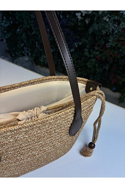 MaVaux Τσάντα ώμου Miami Straw Look με εσωτερική επένδυση με ειδική λαβή