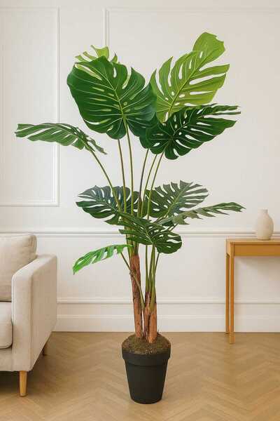MAKİ FLOWER DECOR Yapay Ağaç Monstera 11 Yapraklı 3 Gövdeli 160 Cm