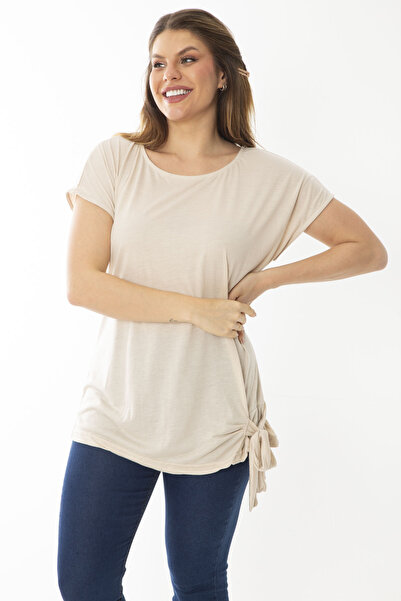 Şans Γυναικεία μπλούζα με κορδόνι με κορδόνι για γυναίκες με χαμηλό μανίκι 65N37031