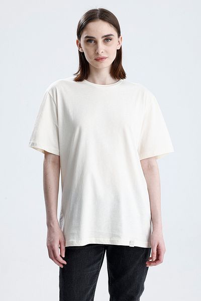 Sofist İstanbul Ecru Loose Fit Unisex T-Shirt 100% Cotton Crew Neck Solid Color