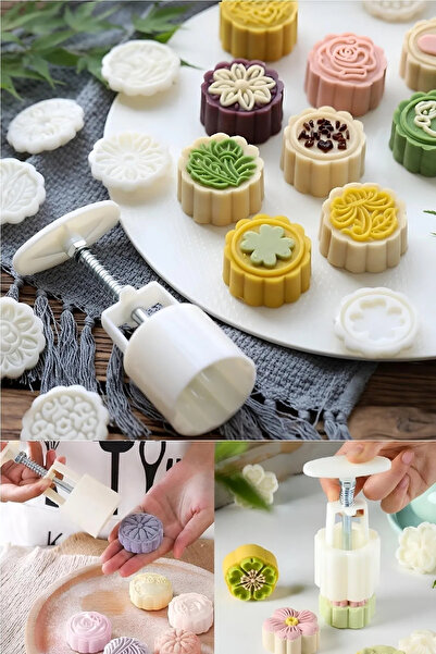 Genel Markalar Mooncake Kopat Kurabiye Kalıbı Seti Set 7 Parça ( Kalıp Desenleri Farklılık Gösterebilir)