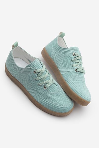Marjin Women's Sneaker - Embroidered Embroidered Colorful Lace-Up Sneakers - Aqua Green