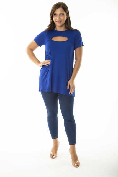 Şans Women's Large Size Sax Chest Detailed Blouse 65N36925