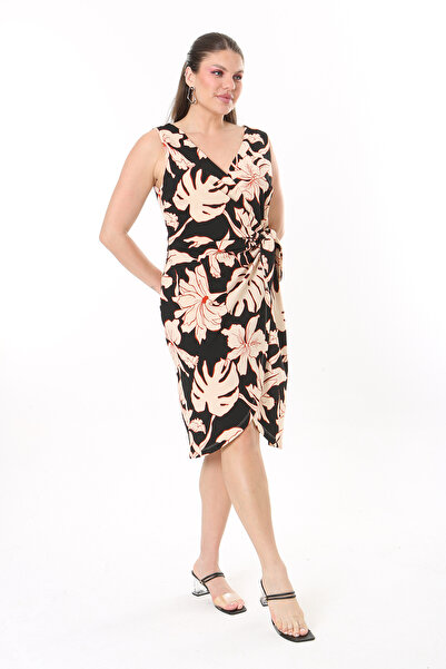 Şans Γυναικείο φόρεμα 65N37741 σε Χρώμα Πλαϊνή Γραβάτα Γυναικείο Plus Size