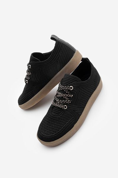 Marjin Pantofi de damă - Pantofi sport cu șireturi colorate cu broderie brodate - negru
