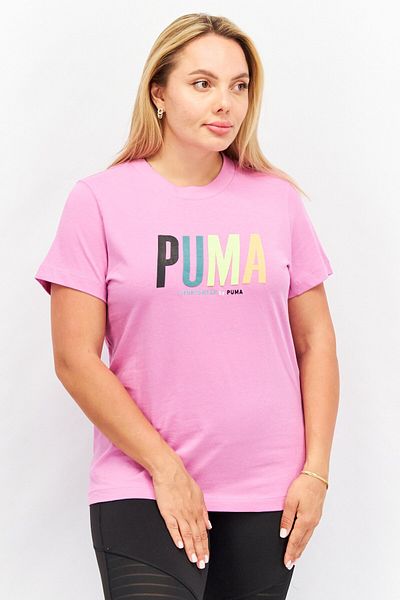 Puma Women Sportswear Fit Short Sleeve Brand Logo Training T-Shirt, Pink