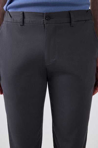 D'S Damat Anthracite Slim Fit Ευέλικτο παντελόνι Chino με τσέπη Lycra στο πλάι