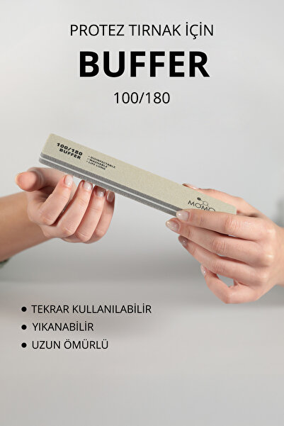 MOMO professional Tırnak Üstü Törpü Buffer 100/180 Gri Dikdörtgen