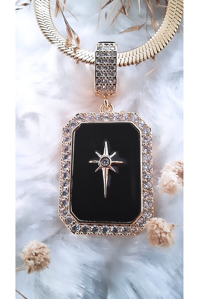 Serenity قلادة من الفولاذ على شكل نجمة القطب الأسود