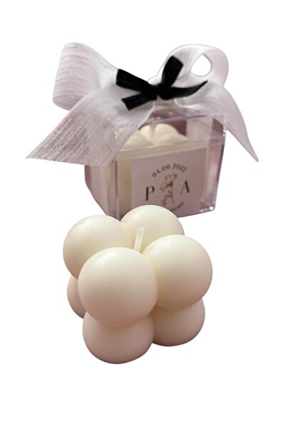 Luna Events Kişiye Özel Nişan-Nikah-Söz Hatırası Süslü Mika Kutuda Bubble Mum...