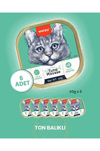 Wanpy Mousse Ton Balıklı Alutray Kedi Yaş Maması 6x40 gr