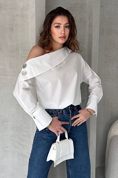 New Now Definite Button Detail Cross Collar Design Shirt