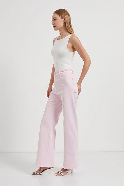 Arma Life Women's High Waist Grassed Loose Stretchy Pink Trousers
