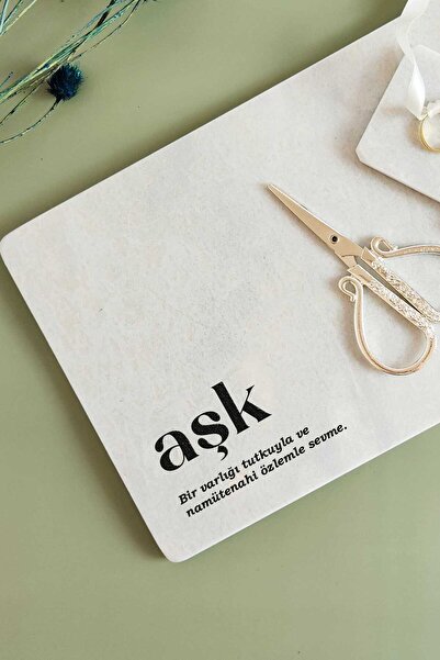 ioadesign Love-Real Fine Marble Promise/Engagement Tray (32X20 cm) + Scissors + 2 Ring Holders