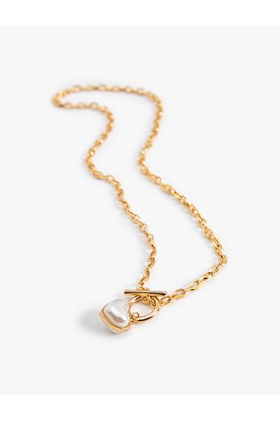 Koton Pearl Heart Pendant Chain