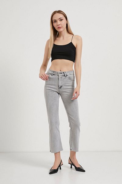 Arma Life Women's Narrow Leg High Waist Oversize Fit Gray Jeans