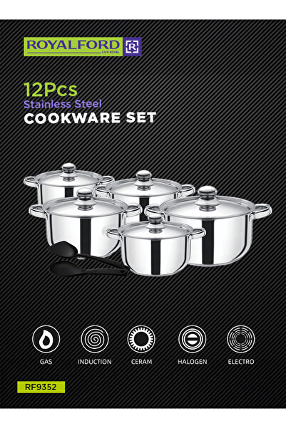 ROYALFORD خزنة تحريضية من الفولاذ المقاوم للصدأ، 12 قطعة