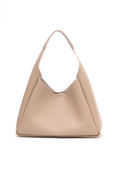 SHAKA Mink Shk19 Faux Leather Zippered Makeup Bag Hand and Shoulder Bag with Snap Closure E:33 L:15 W:10 Cm