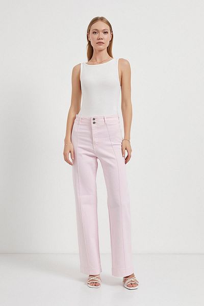 Arma Life Women's High Waist Grassed Loose Stretchy Pink Trousers