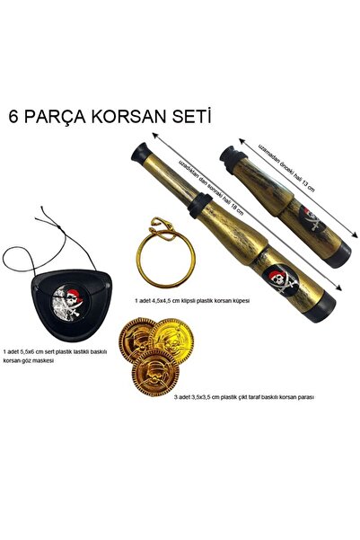 partidolu Halloween Plastik Korsan Maske Küpe Para Dürbün Seti 6 Parça