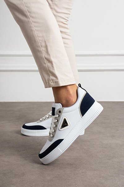 L.A Polo Kalın Taban Beyaz Lacivert Erkek Snekaer