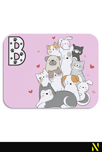 nilizma Mousepad ergonomic cu model cu animale drăguțe cu litera B - 22 cm x ...