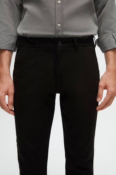 D'S Damat Εύκαμπτο Lycra - Slim Fit Μαύρο παντελόνι Chino με λάστιχο στο πλάι