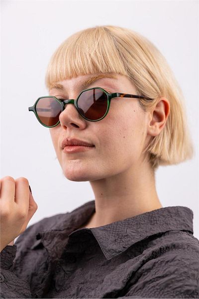 Bilge Karga Paula Green Leopard Sunglasses